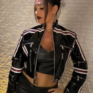 WWE Nikki Bella Leather Jacket Front Look