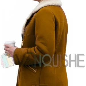 Women’s Shearling Collar Tan Winter Jacket Front Look