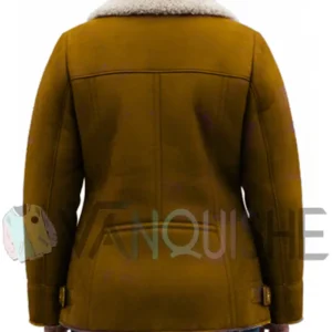 Women’s Shearling Collar Tan Winter Jacket Back Look
