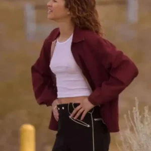 Zendaya Euphoria S03 Red Jacket front Look
