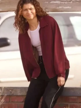 Zendaya Euphoria S03 Red Jacket front Look