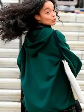 Zoya Lott Gossip Girl Green Hoodie Back Look