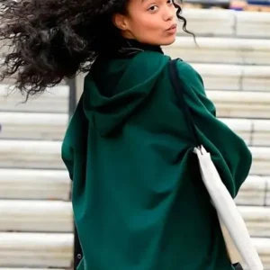 Zoya Lott Gossip Girl Green Hoodie Back Look