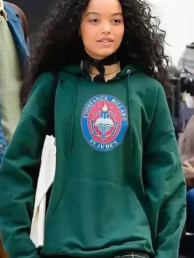 Zoya Lott Gossip Girl Green Hoodie Front Look