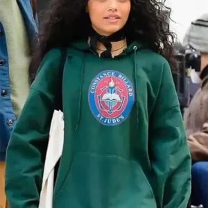 Zoya Lott Gossip Girl Green Hoodie Front Look