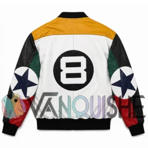 8 Ball Color Blocked Leather Jacket back