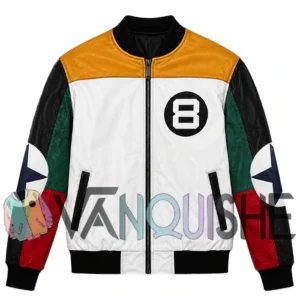 8 Ball Color Blocked Leather Jacket front