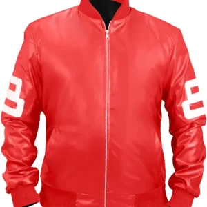 8 Ball Red Bomber Leather Jacket