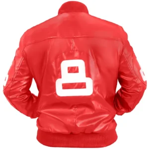 8 Ball Red Bomber Leather Jacket