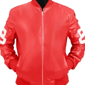 8 Ball Red Bomber Leather Jacket