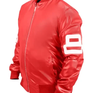 8 Ball Red Bomber Leather Jacket
