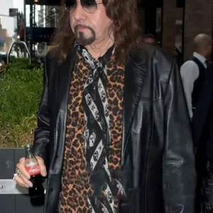 Ace Frehley Black Leather Blazer Front look