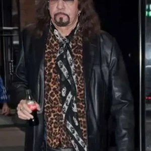 Ace Frehley Black Leather Blazer Front look