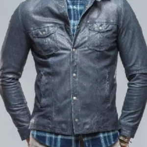 Americas Got Talent Blue Washed Leather Jacket