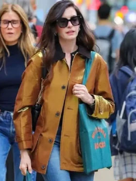 Anne Hathaway Metallic Gold Jacket