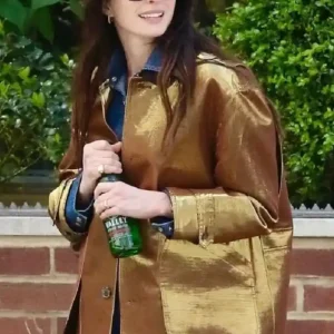 Anne Hathaway Metallic Gold Jacket