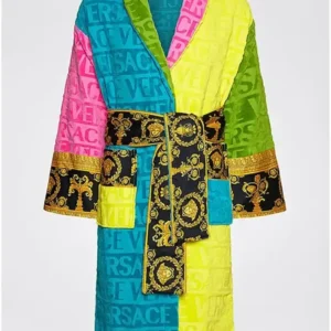 Ari Haley Rich In Color Versace Bath Robe Front Look