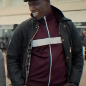 Arsene Lupin Omar Sy Fur Collar Black Jacket Front Look