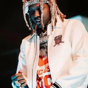 Avirex Lil Durk White Leather Jacket
