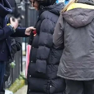 Back To Black Marisa Abela Black Puffer Coat