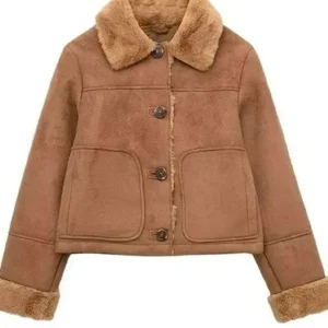 Baked with Love Holiday S01 Brown Shearling Jacket Front look