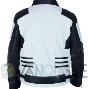 Black and White Moto Leather Jacket Back look