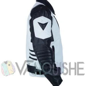 Black and White Moto Leather Jacket Side