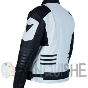Black and White Moto Leather Jacket Back look