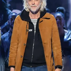 Bob Geldof Royal Variety Brown Leather Jacket Front Look