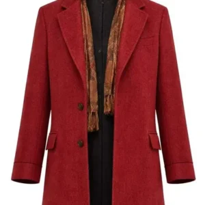 Bucephalus Hodge Young Sherlock Red Wool Coat Front Look