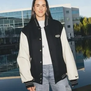 Caitlin Clark x Nike Varsity Jacket Front Look