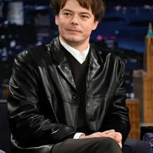 Charlie Heaton The Tonight Show S13 Leather Blazer Front