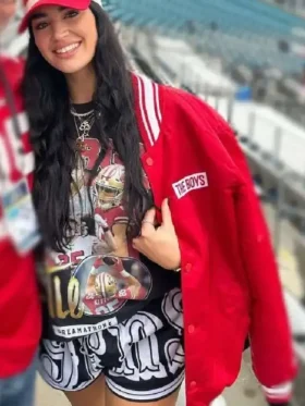 Claire Kittle The Boys Red Bomber Jacket