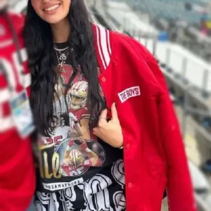 Claire Kittle The Boys Red Bomber Jacket