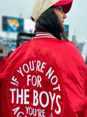 Claire Kittle The Boys Red Bomber Jacket