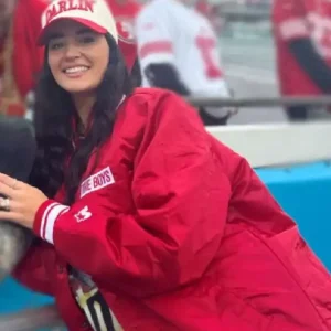 Claire Kittle The Boys Red Bomber Jacket