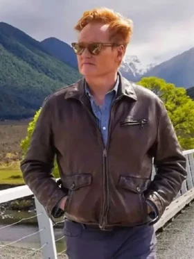 Conan O'Brien Must Go Brown Leather Jacket