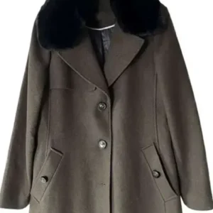 Daria Greenock Industry Green Wool Coat Front Look