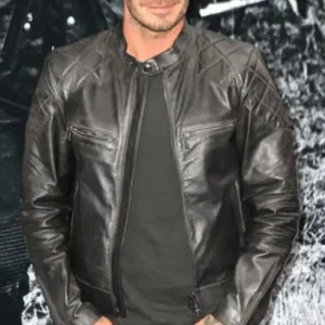 David Beckham's Black Biker Leather Jacket