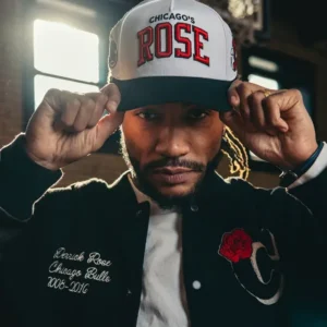 Derrick Rose Chicago Bulls Black Retirement Letterman Jacket