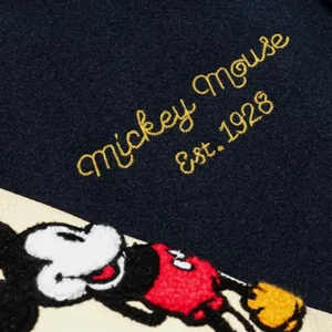 Disney Shoe Palace Mickey and Friends Icon Varsity Jacket Patch logo