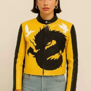 Dua Lipa Buenos Aires Dragon Leather Jacket