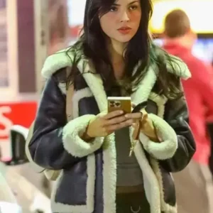 Eiza Gonzalez Shearling Leather Jacket