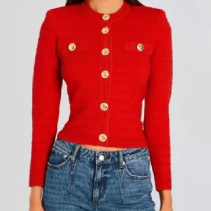 Emily In Paris Ashley Park Red Knitted Jacket