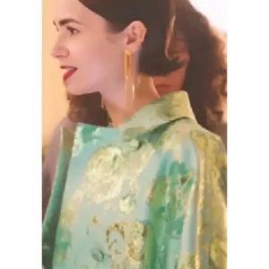 Emily In Paris Lily Collins Green Floral Coat
