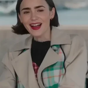 Emily In Paris Lily Collins Plaid Trench Coat