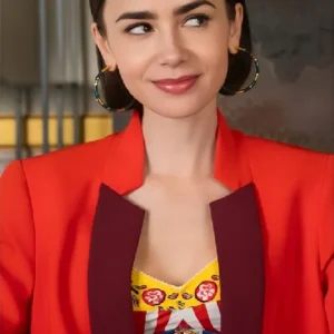 Emily In Paris Lily Collins Two-Tone Red Blazer