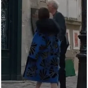 Emily in Paris Lily Collins Blue Embroidered Coat