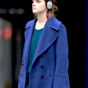 Emma Watson Blue Peacoat Front Look