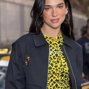 F1 Grand Prix Monaco Dua Lipa Black Bomber Jacket Front look